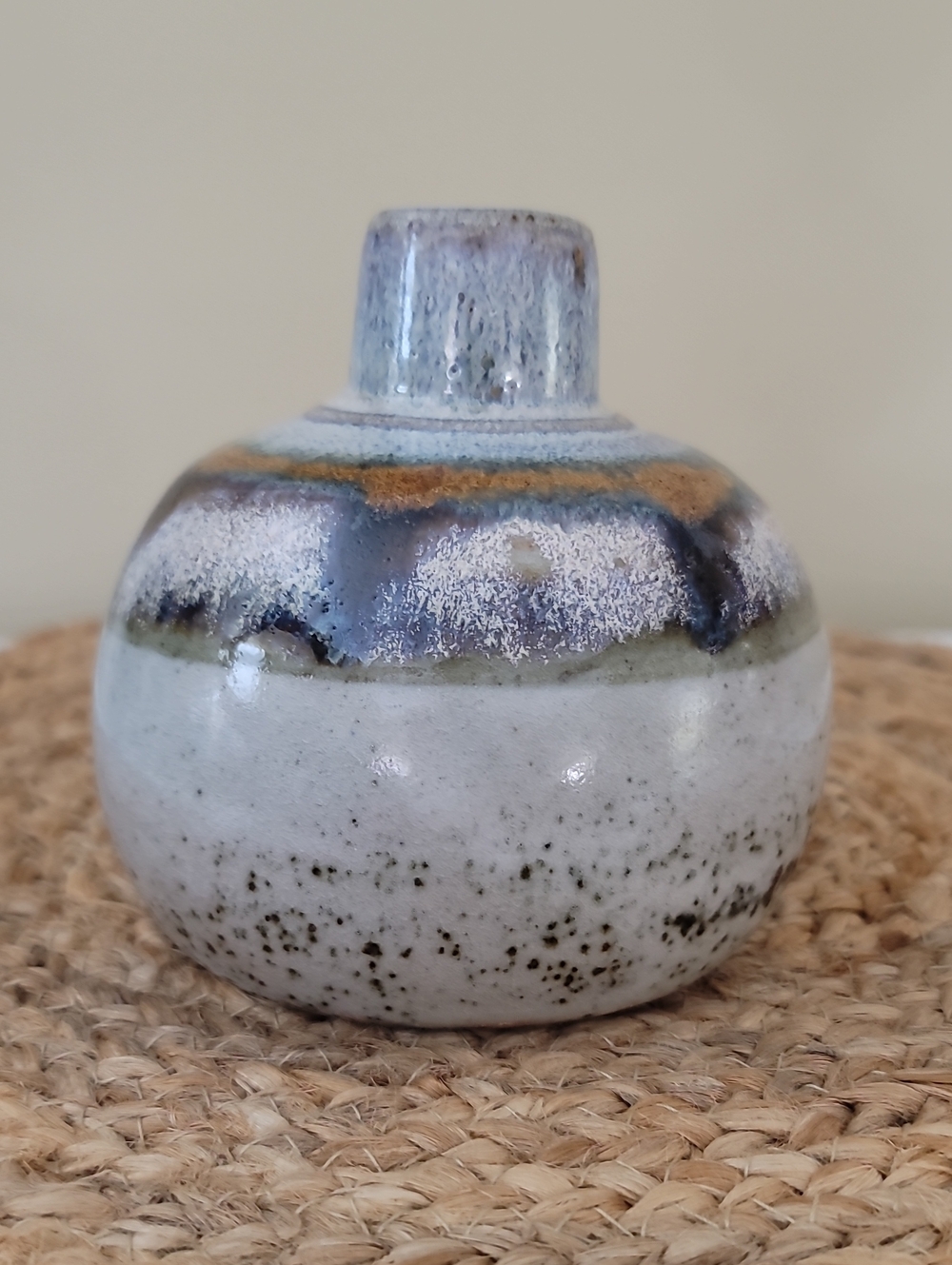Handcrafted, Hand-Painted Studio Pottery Orb Bud Vase